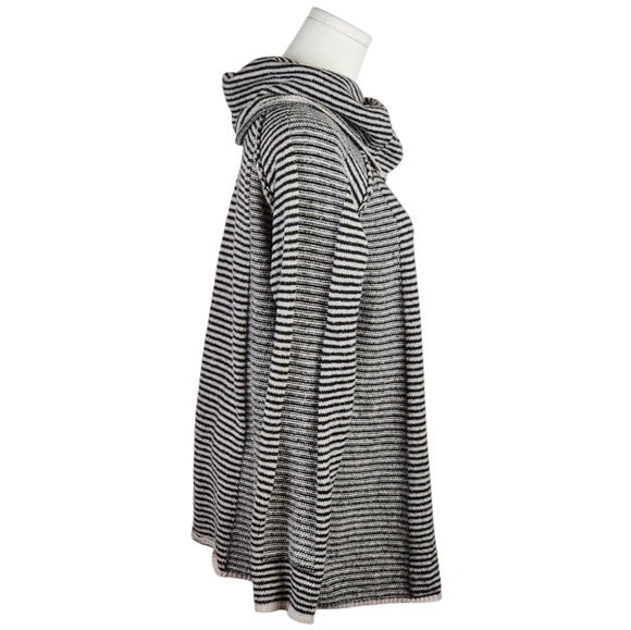 Lelis Black & Pale Pink Striped Cowl Neck Tunic Sweater S Cozy Lightweight Knit - Picture 10 of 10